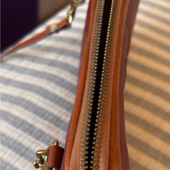 Dooney & Bourke Wine and Tan Leather Crossbody Bag - Picture 6 of 16